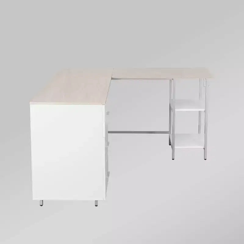 L Shape Home Office Two-Tone Desk with Storage
