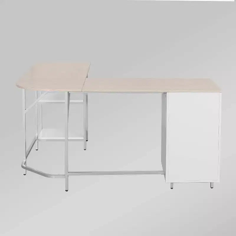L Shape Home Office Two-Tone Desk with Storage