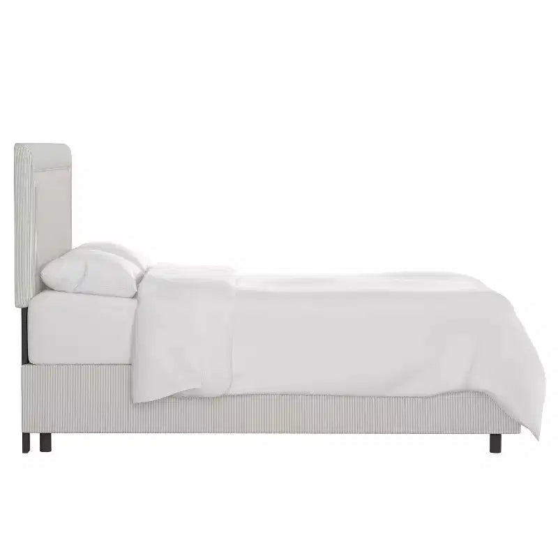 Empire Upholstered Bed in Oxford Striped Taupe