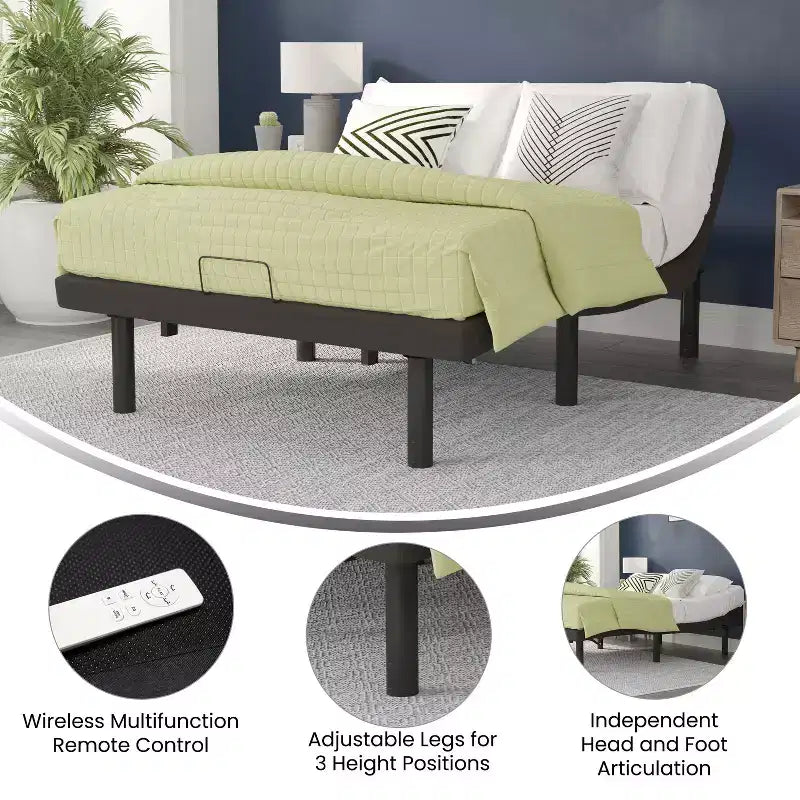 Motorized Zero Gravity Adjustable Bed Frame with Wireless Remote Dual Head & Foot Incline