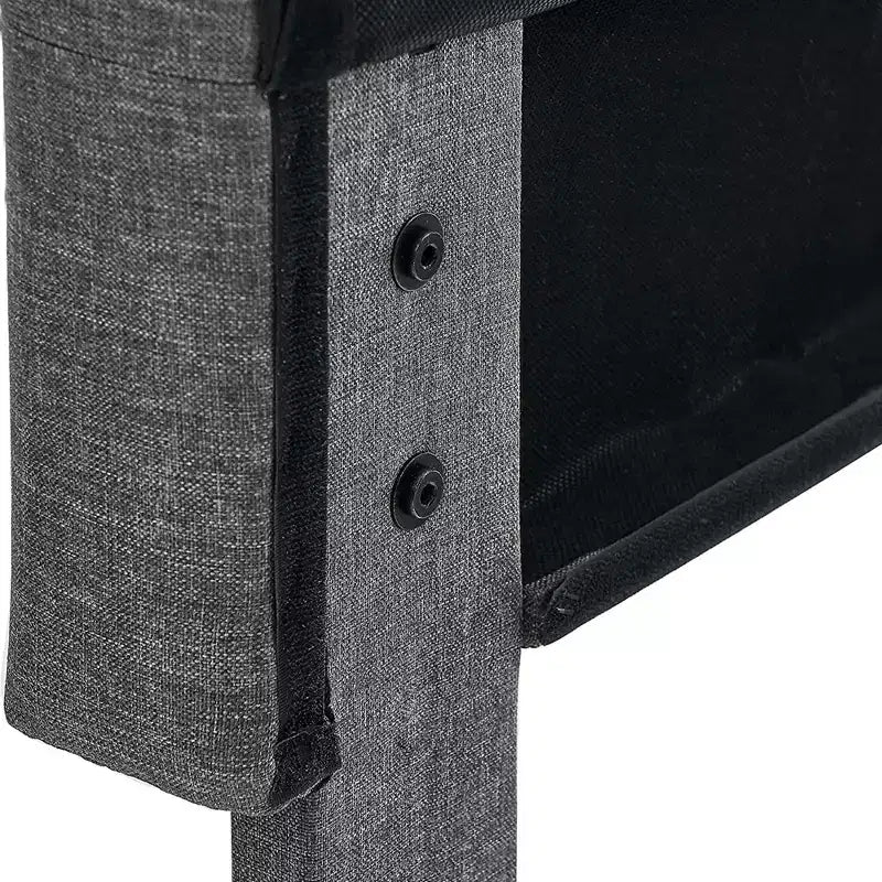 Upholstered Platform Bed with Square Stitch Headboard, Queen, Dark Grey