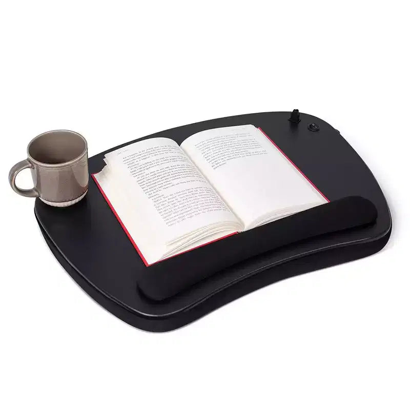 Oversized Memory Foam Lap Desk with USB Light for Laptops up to 17" Matte Black