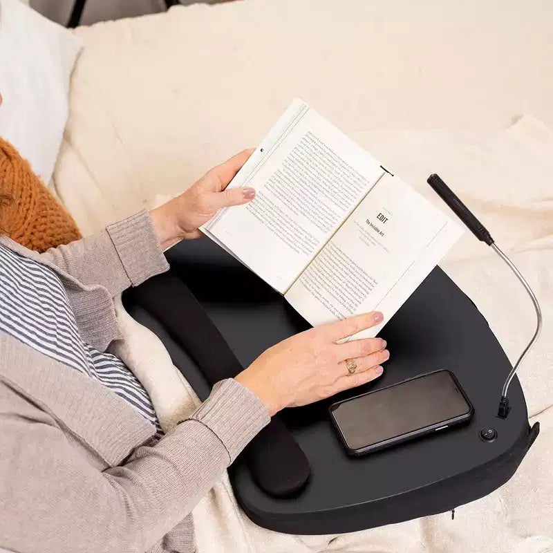 Oversized Memory Foam Lap Desk with USB Light for Laptops up to 17" Matte Black