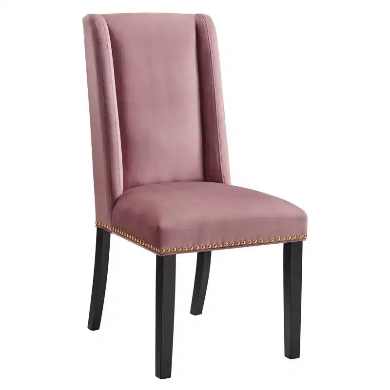 Set of 2 Performance Velvet Dining Chairs with Nailhead Trim