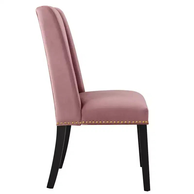 Set of 2 Performance Velvet Dining Chairs with Nailhead Trim