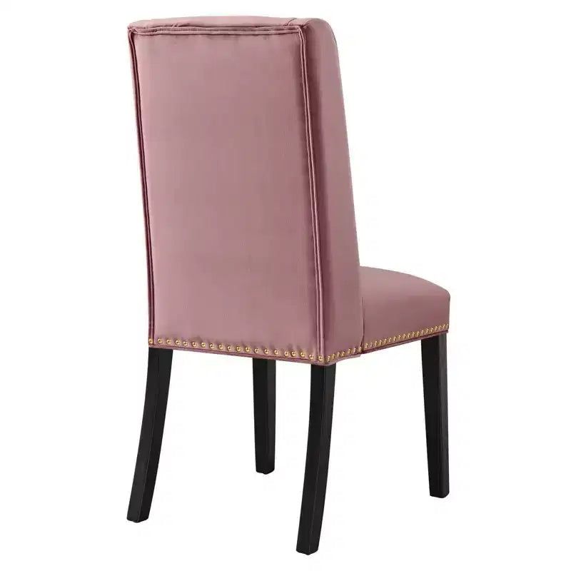 Set of 2 Performance Velvet Dining Chairs with Nailhead Trim