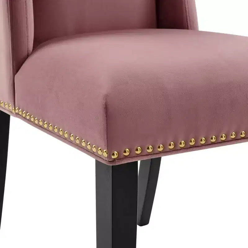 Set of 2 Performance Velvet Dining Chairs with Nailhead Trim