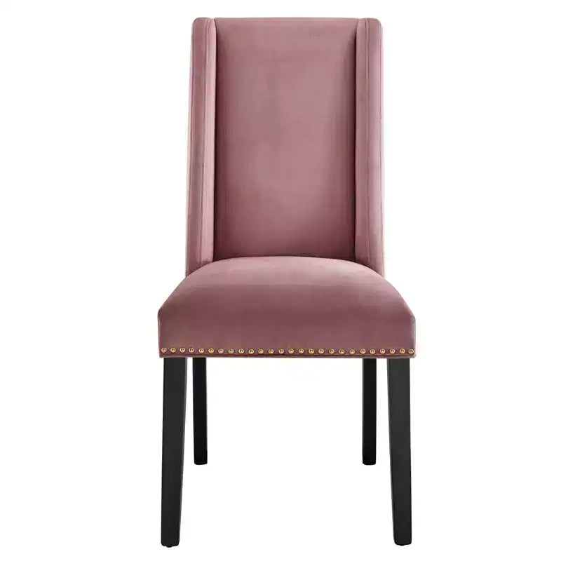 Set of 2 Performance Velvet Dining Chairs with Nailhead Trim