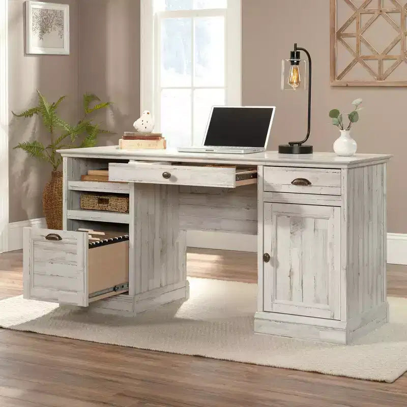 3-Drawer Executive Desk MDF Paper Veneer with File Drawer