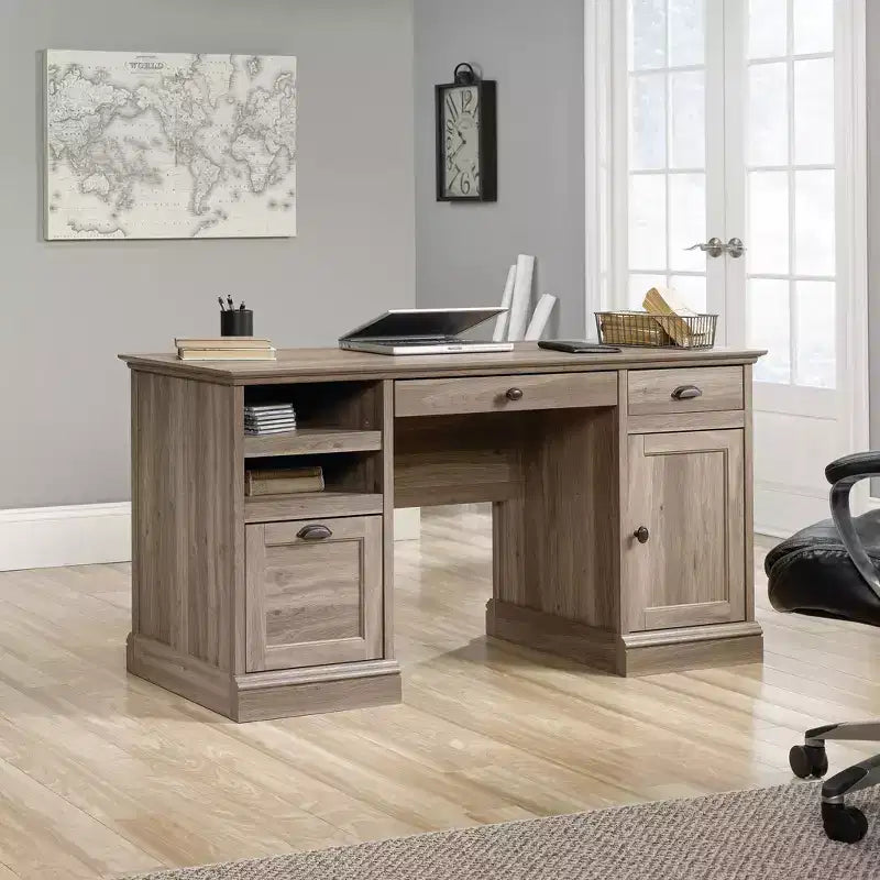 3-Drawer Executive Desk MDF Paper Veneer with File Drawer