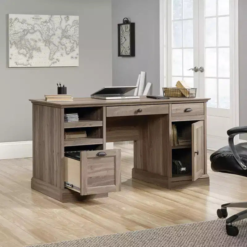 3-Drawer Executive Desk MDF Paper Veneer with File Drawer