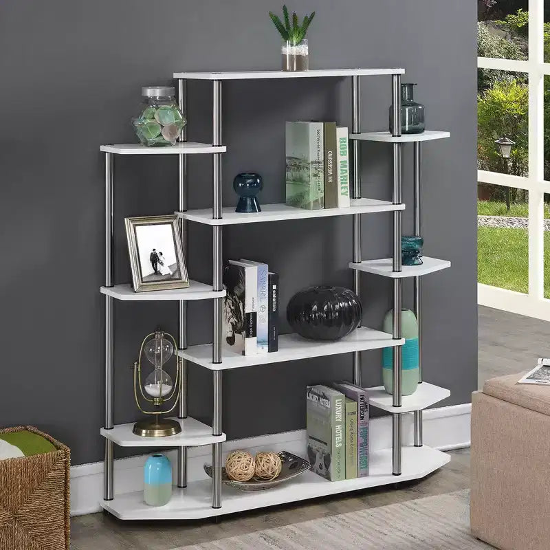 52.5" Office Display Bookshelf 10-Shelf No Tools Assembly Metal Frame
