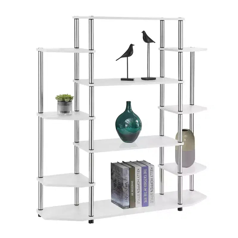 52.5" Office Display Bookshelf 10-Shelf No Tools Assembly Metal Frame