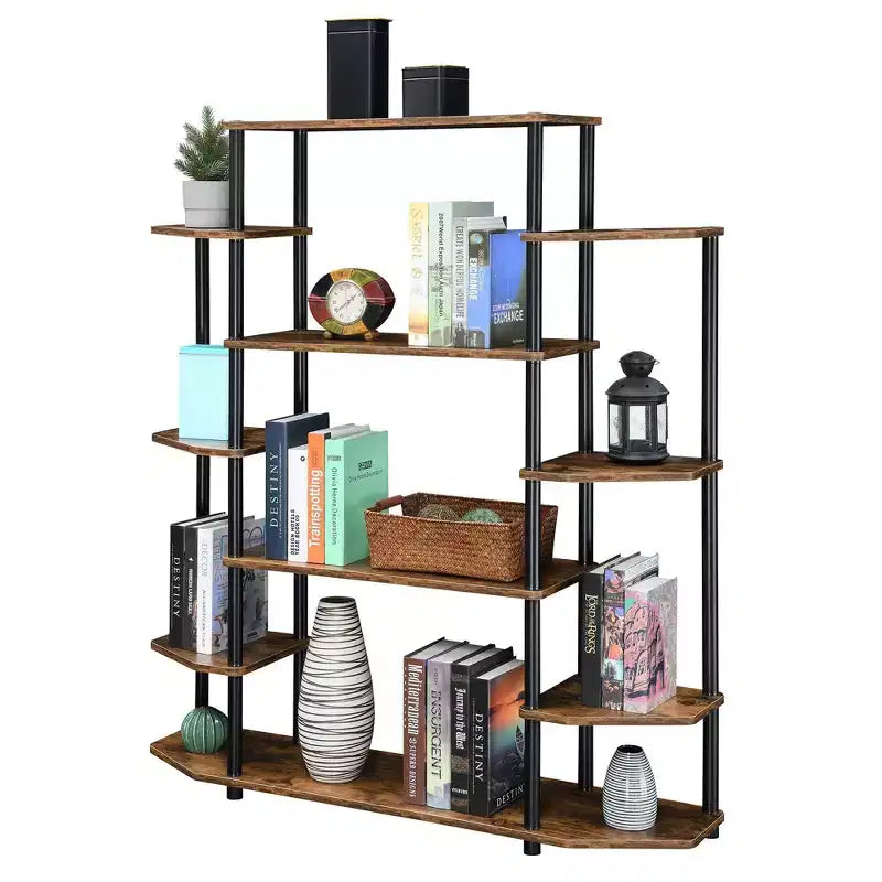 52.5" Office Display Bookshelf 10-Shelf No Tools Assembly Metal Frame