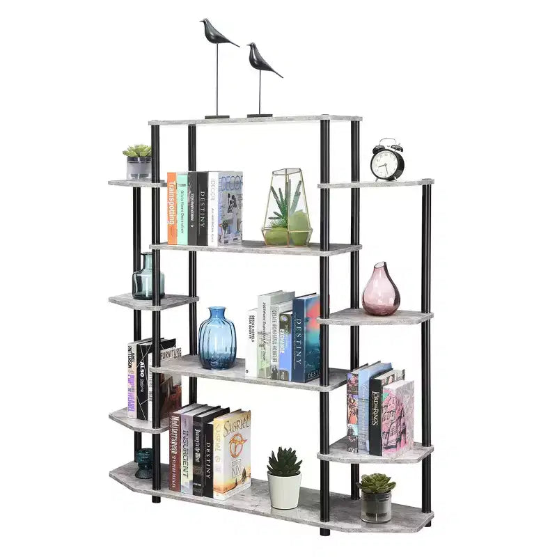 52.5" Office Display Bookshelf 10-Shelf No Tools Assembly Metal Frame