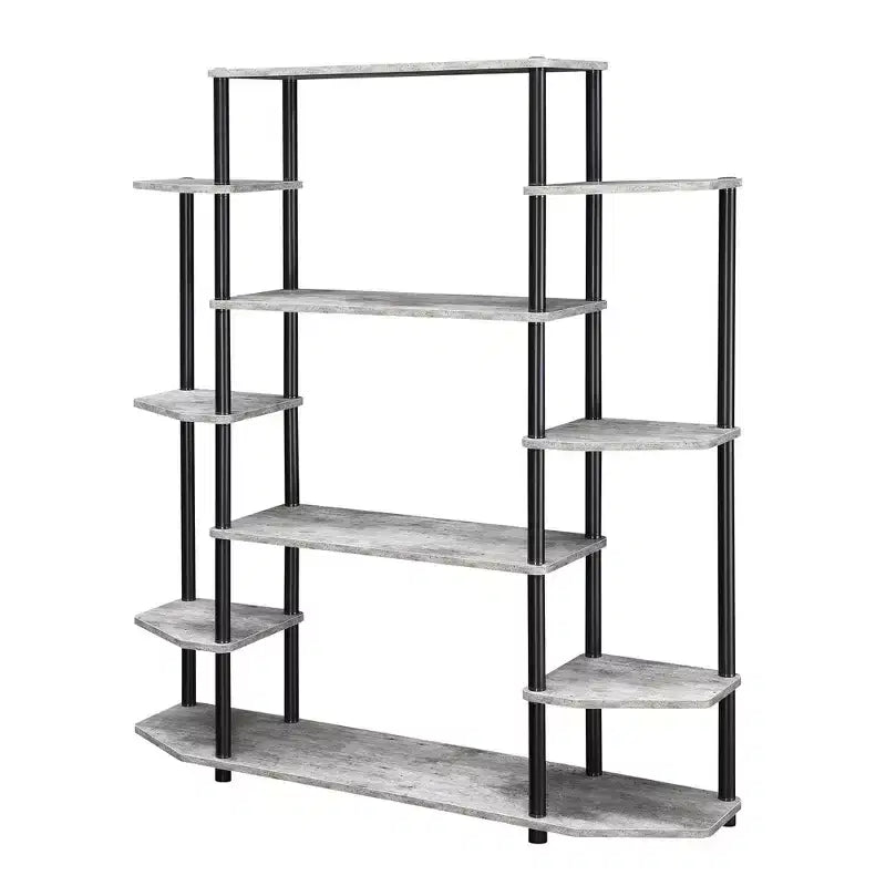 52.5" Office Display Bookshelf 10-Shelf No Tools Assembly Metal Frame