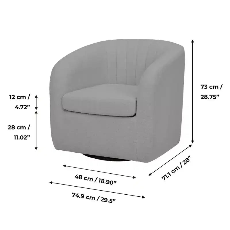28.75" Faux Shearling Swivel Tub Chair