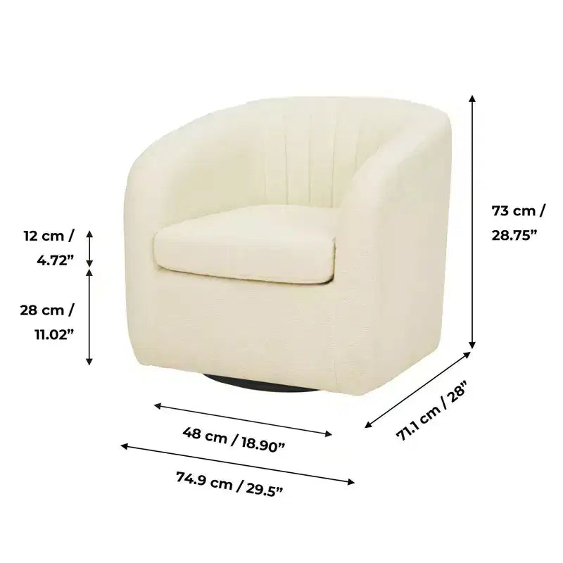 28.75" Faux Shearling Swivel Tub Chair