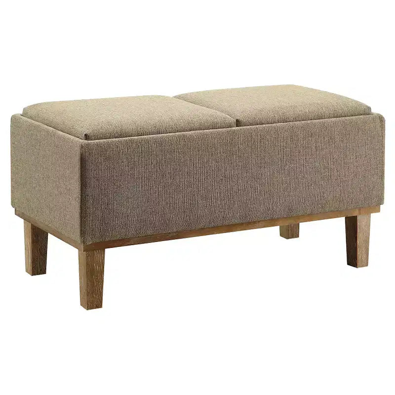 Brentwood Storage Ottoman with Flip-to-Tray Top Linen Upholstered