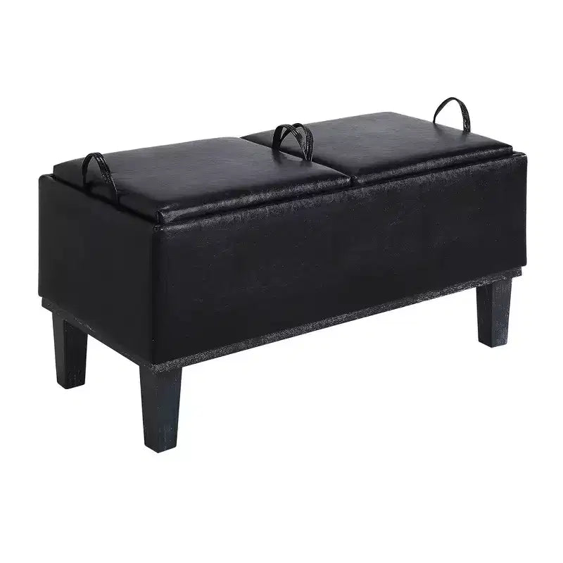 Brentwood Storage Ottoman with Flip-to-Tray Top Linen Upholstered