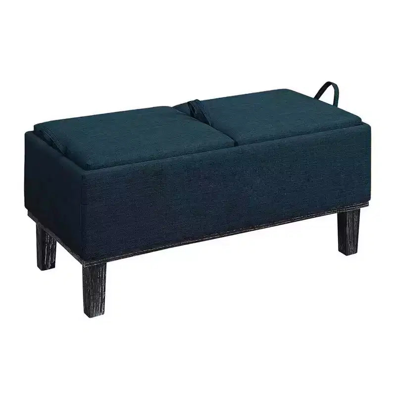 Brentwood Storage Ottoman with Flip-to-Tray Top Linen Upholstered