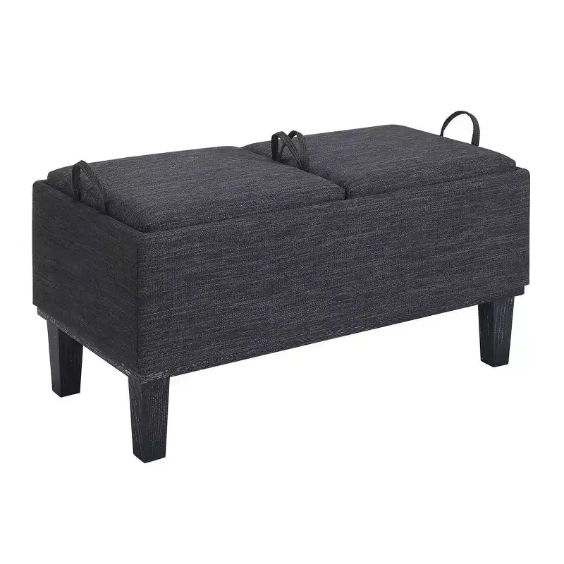Brentwood Storage Ottoman with Flip-to-Tray Top Linen Upholstered