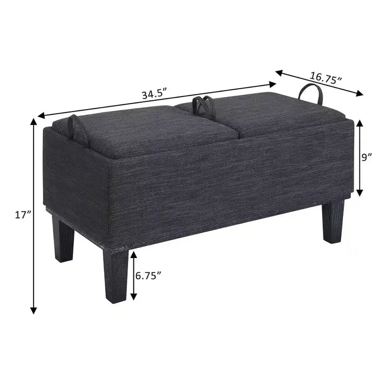 Brentwood Storage Ottoman with Flip-to-Tray Top Linen Upholstered