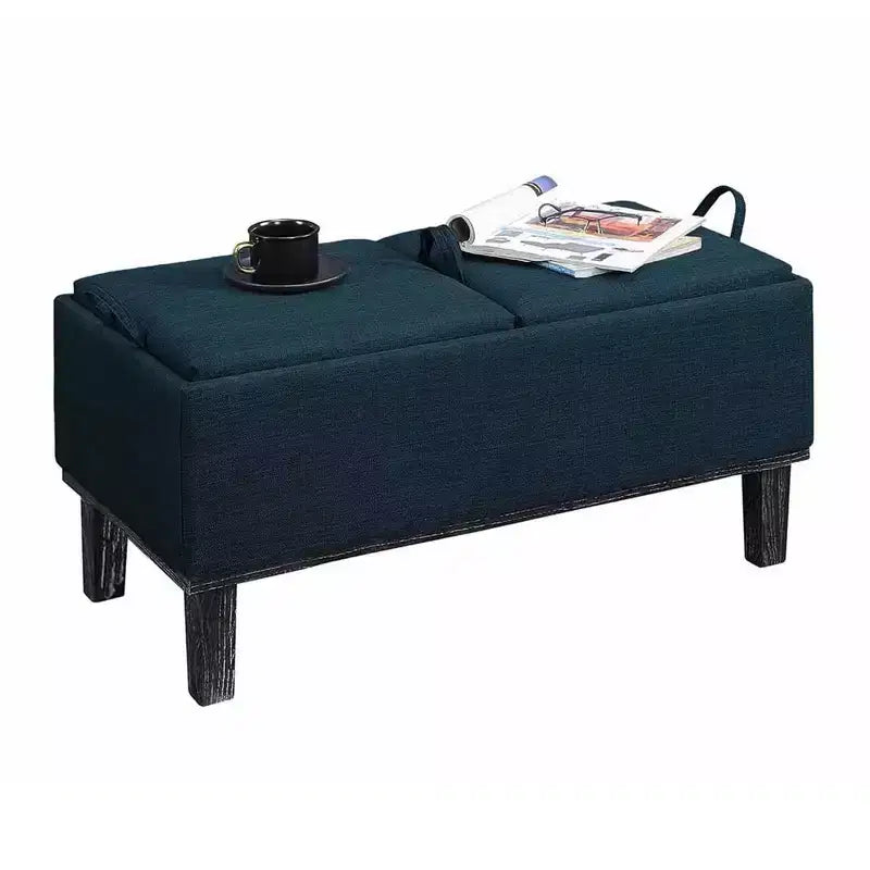 Brentwood Storage Ottoman with Flip-to-Tray Top Linen Upholstered