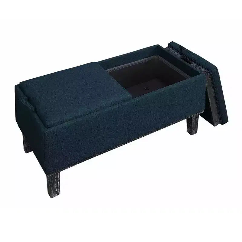 Brentwood Storage Ottoman with Flip-to-Tray Top Linen Upholstered