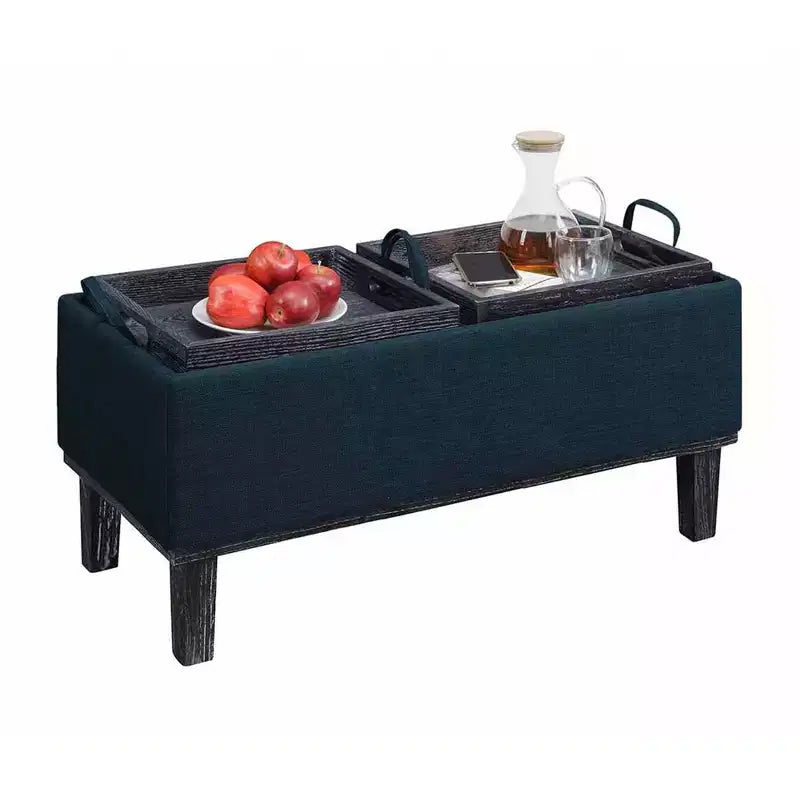 Brentwood Storage Ottoman with Flip-to-Tray Top Linen Upholstered