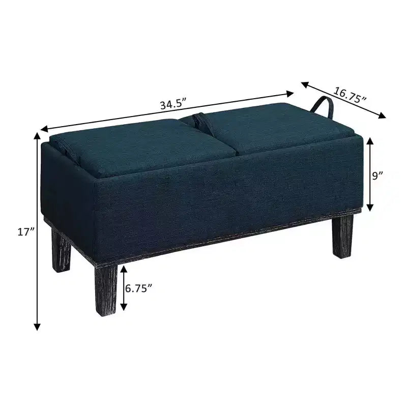 Brentwood Storage Ottoman with Flip-to-Tray Top Linen Upholstered
