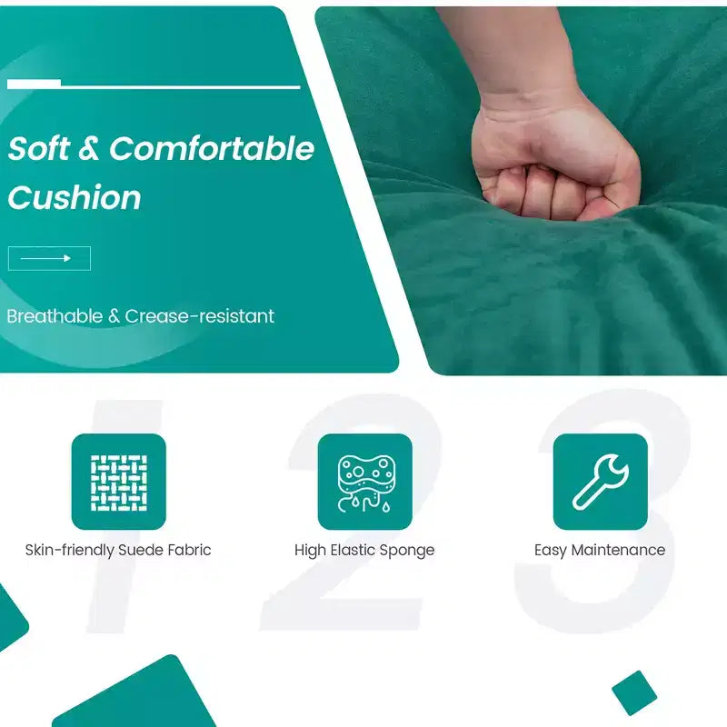 Modular 3-Seat Sofa Couch with USB Ports Socket and Side Storage Pocket Teal
