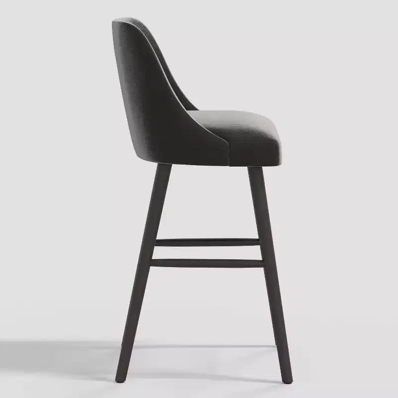 31" Modern Counter Height Barstool with Footrest Shiny Velvet Rubberwood Frame
