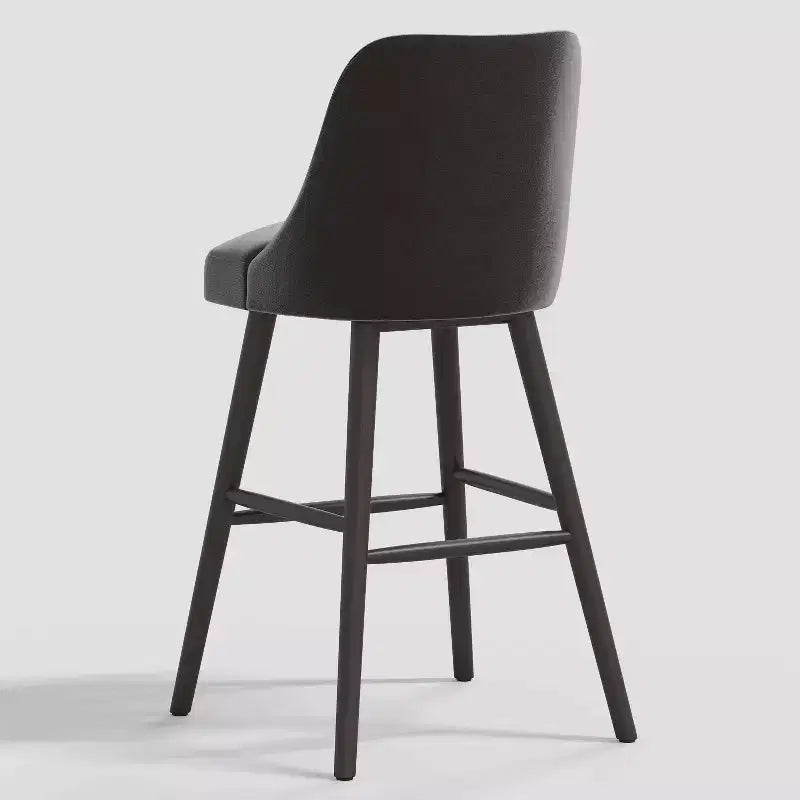 31" Modern Counter Height Barstool with Footrest Shiny Velvet Rubberwood Frame