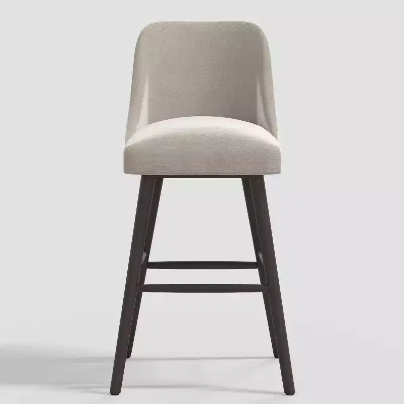 31" Modern Counter Height Barstool with Footrest Shiny Velvet Rubberwood Frame