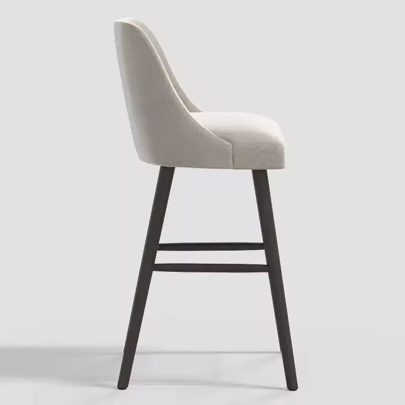 31" Modern Counter Height Barstool with Footrest Shiny Velvet Rubberwood Frame