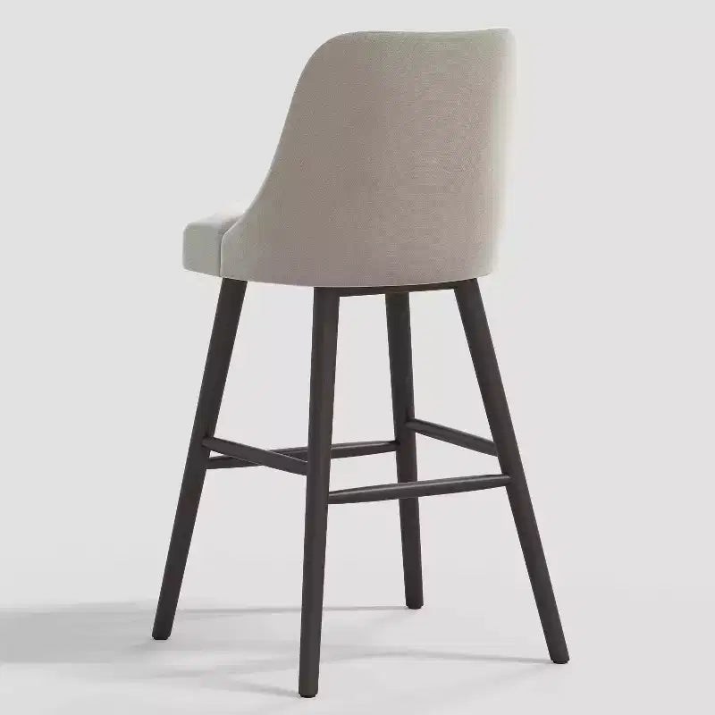 31" Modern Counter Height Barstool with Footrest Shiny Velvet Rubberwood Frame