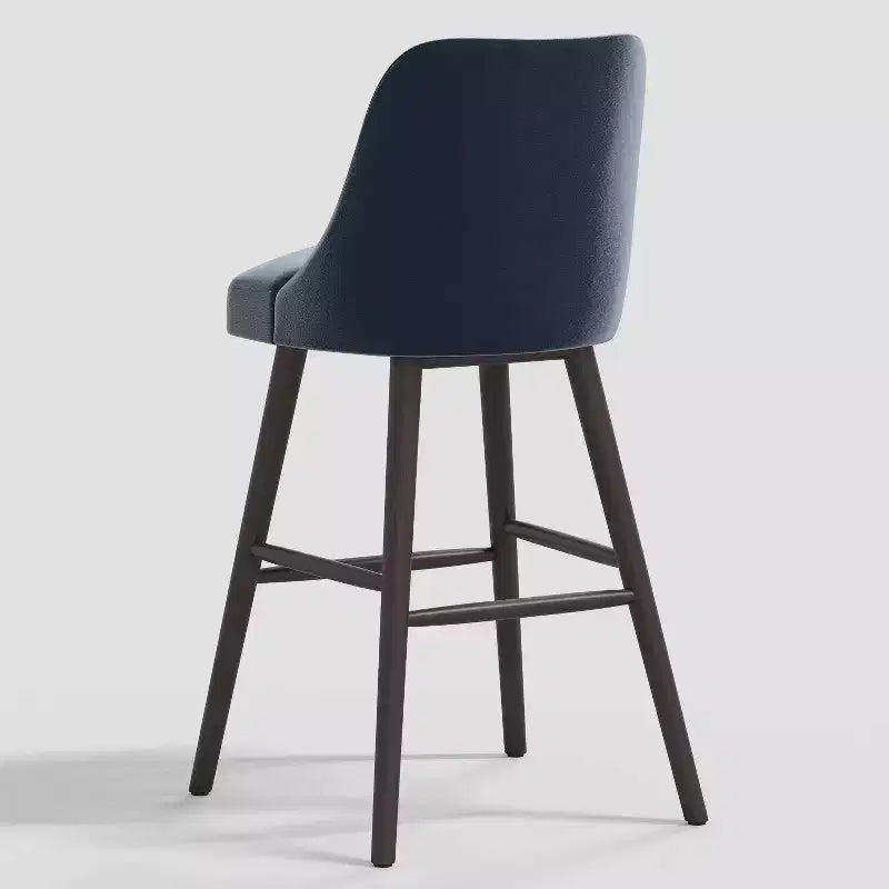 31" Modern Counter Height Barstool with Footrest Shiny Velvet Rubberwood Frame