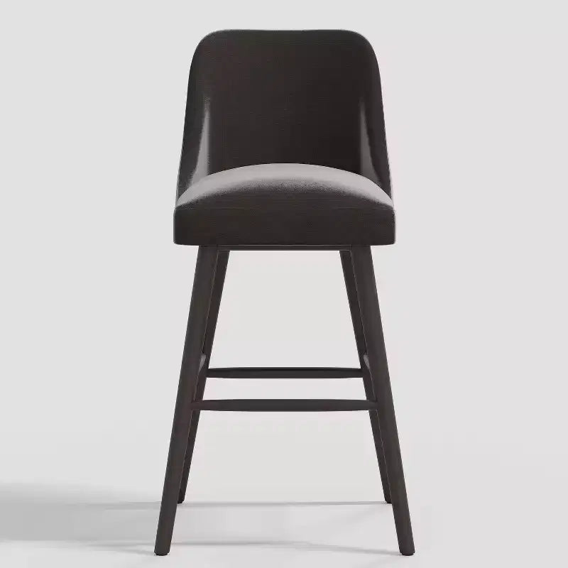 31" Modern Counter Height Barstool with Footrest Shiny Velvet Rubberwood Frame