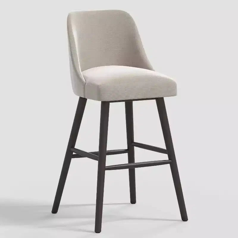 31" Modern Counter Height Barstool with Footrest Shiny Velvet Rubberwood Frame