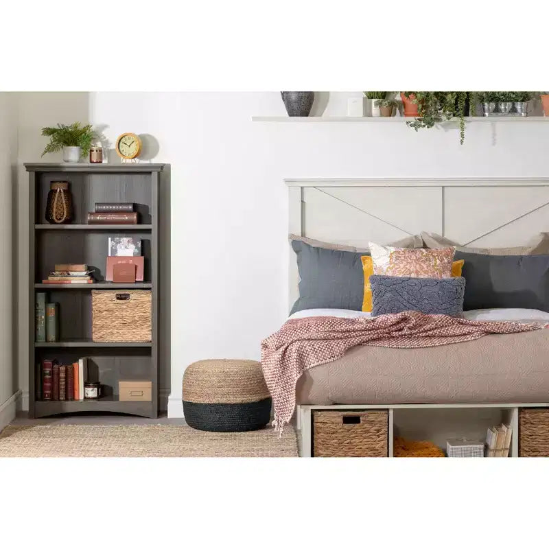 57.75" 4-Shelf Bookcase Laminated Particle Board