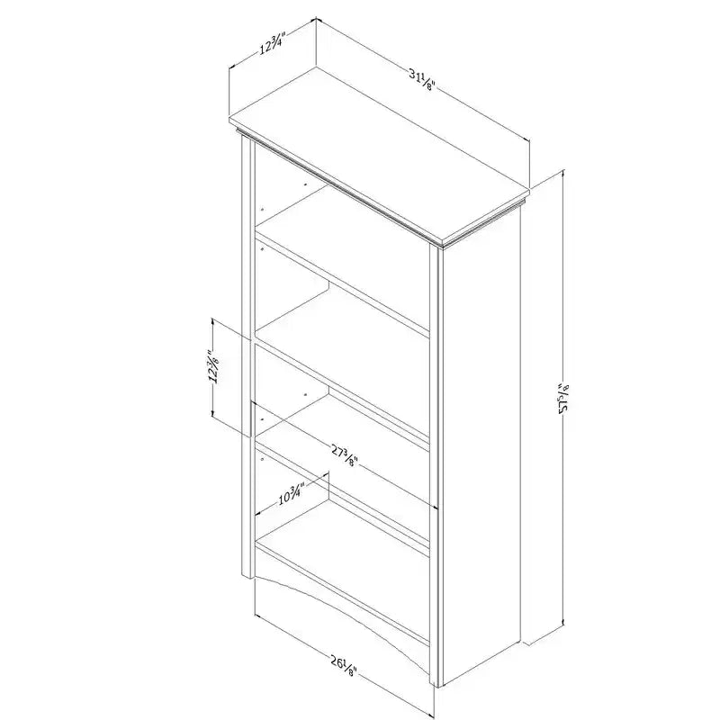 57.75" 4-Shelf Bookcase Laminated Particle Board