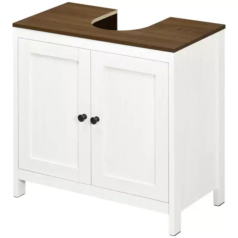 Bathroom Under Sink Cabinet Freestanding Storage Cupboard with Adjustable Shelf Double Doors Antique White