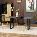 63" Wavy-Edge Modern Dining Table for 6 Wooden Kitchen Table with Steel Legs Gray