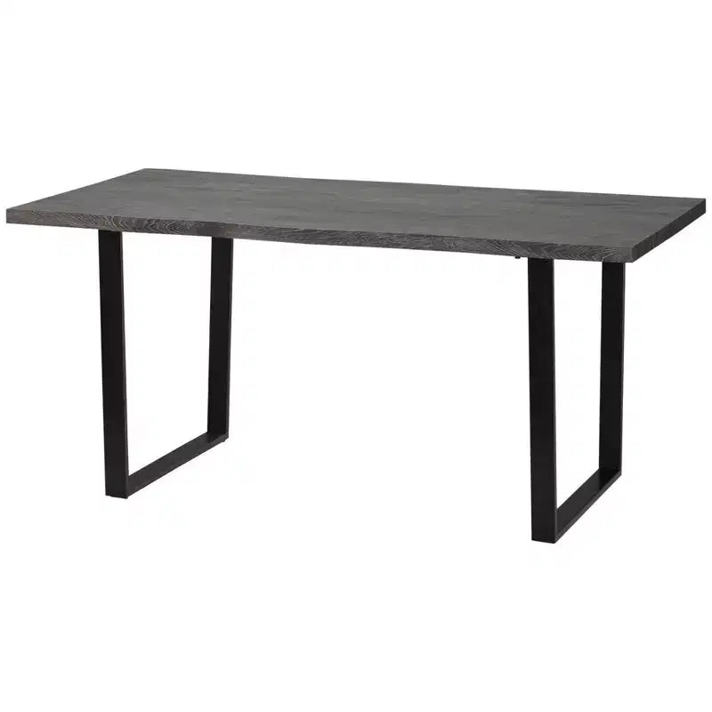 63" Wavy-Edge Modern Dining Table for 6 Wooden Kitchen Table with Steel Legs Gray