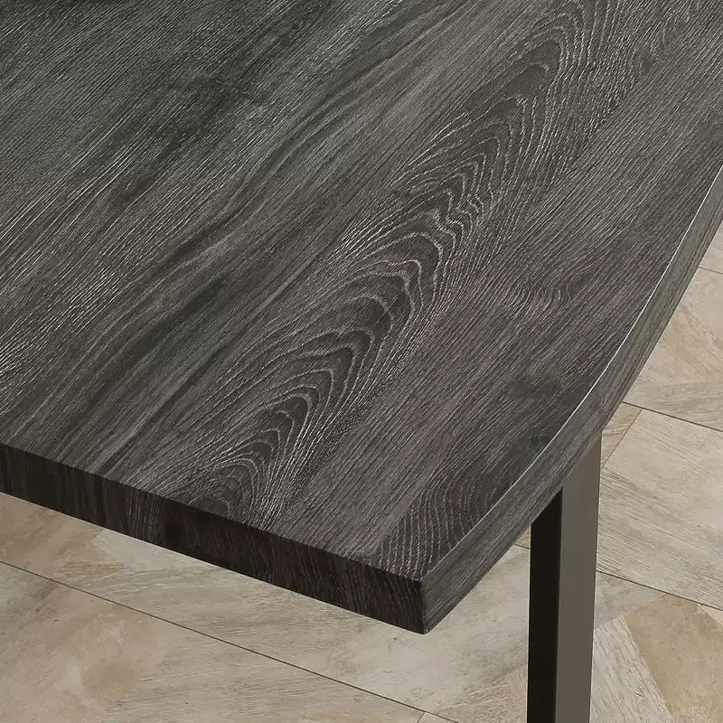 63" Wavy-Edge Modern Dining Table for 6 Wooden Kitchen Table with Steel Legs Gray