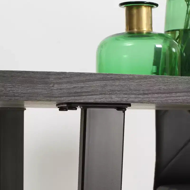 63" Wavy-Edge Modern Dining Table for 6 Wooden Kitchen Table with Steel Legs Gray