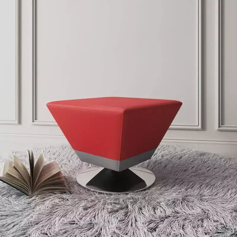 Diamond Swivel Ottoman Faux Leather Padded Seat