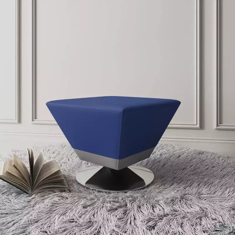 Diamond Swivel Ottoman Faux Leather Padded Seat