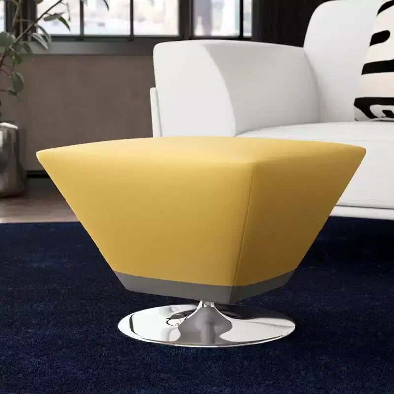 Diamond Swivel Ottoman Faux Leather Padded Seat